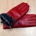 Перчатки женские зимние из натуральной кожи с натуральным мехом COHU  Н:452 цвет красный Чехия