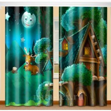 Фотошторы для детской комнаты с эффектом объемного рисунка 3D Сказочный домик 155*270см