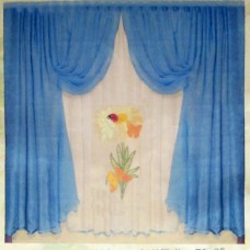 Комплект готовых укороченных штор из вуали "РОМАШКА" с вышивкой